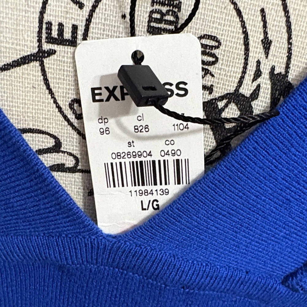 Express Royal Blue Lace-Up Ruffle Knit Tank - Picture 3 of 3